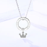 S925 sterling silver jewelry female wild crown pendant necklace love letter necklace