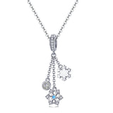 S925 Sterling Silver White Gold Plated Zircon Snowflake Dangle Charms