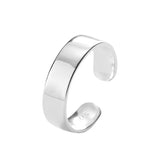 925 Sterling Silver Jewelry Simple Glossy Ring Personality Opening Adjustable