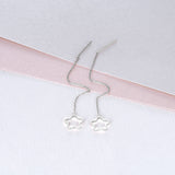 18K Gold Fashion Hot Sale Long Chain Star Dangle Drop Earrings Ladies Jewelry White Gold Plated