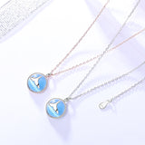 S925 sterling silver jewelry female Korean version of the wild mermaid necklace round blue marine fish tail chain