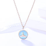 S925 sterling silver jewelry female Korean version of the wild mermaid necklace round blue marine fish tail chain