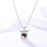 S925 sterling silver jewelry female Korean temperament black agate perfume bottle necklace neck decoration