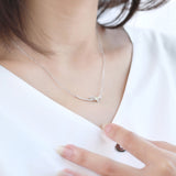S925 Sterling Silver Necklace Korean Wild Love Necklace Short Bow Clavicle Chain Small Red Book