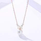 925 sterling silver jewelry female Korean version of the Mori Mickey Mouse bow necklace short bead clavicle chain
