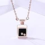 S925 sterling silver jewelry female Korean wild perfume bottle necklace temperament black agate clavicle chain