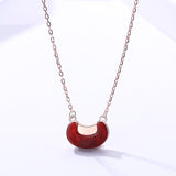 S925 sterling silver jewelry female Korean version of the wild acacia bean necklace temperament red agate clavicle chain