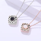 S925 sterling silver jewelry female Korean version of the atmospheric geometric necklace black agate square clavicle chain