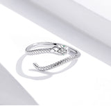 925 Sterling Silver Exquisite Snake Size Open Ring Precious Jewelry For Women