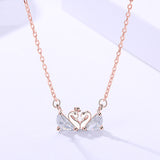S925 Sterling Silver Jewelry Women Japanese Light Luxury Zircon Necklace Wild Swan Clavicle Chain