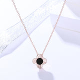 S925 sterling silver jewelry female Korean version of the wild lucky clover necklace black shell clavicle chain