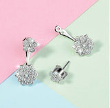 925 Sterling Silver Daisy Earring with Cubic-zirconium For Girl Dual-use Earings Fine Lady Jewelry Gift