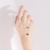 S925 sterling silver jewelry female Korean version of the wild lucky clover necklace black shell clavicle chain