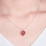 S925 Sterling Silver Chinese Style Zodiac Mouse Necklace Red Agate Clavicle Chain