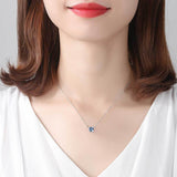 blue crystal Gemstone topaz pendant S925 sterling silver necklace  fashion jewelry