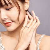 925 Sterling Silver Fish Tail Adjustable Finger Rings for Women Shining Pearl Jewelry