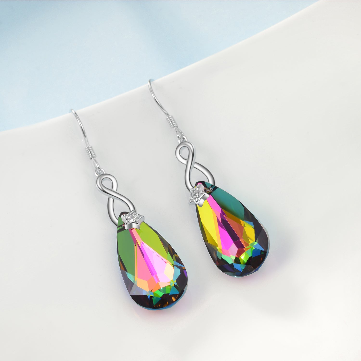 Dangle Earrings Colorful Sparkling Gemstone Pendant Earrings