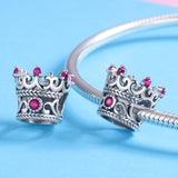 S925 Sterling Silver Oxidized Zirconia Queen Crown Charms