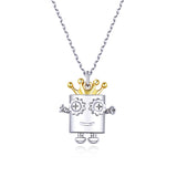 Crown Robot Pendant Necklace