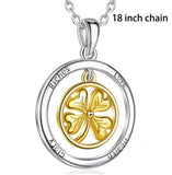 925 Sterling Silver Lucky Clover Pendant Necklace Good Luck for you Elegant Fashion Jewelry for Valentine's Day Gift