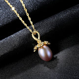 Infinity flower freshwater Pearl silver pendant  Sterling silver temperament women necklace