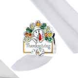 925 Sterling Silver Colorful Turkey Charm For Necklace Fashion Jewelry For Thanksgiving