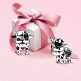 Animal Charm Bead Sterling Silver Cow Charm Bead Fit Bracelet Jewelry Gift for Women Mens