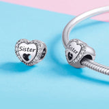 S925 sterling silver Oxidized zirconia  sister Charms