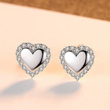 925 Sterling Silver Heart Shape Women's Halo Cubic Zirconia Earring