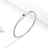 925 Sterling Silver Simple Red Enamel Heart Finger Rings for Girlfriend  Fashion Jewelry