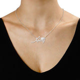 Sterling Silver Personalized "Amy"Style Swarovski Inlay Name Necklace-Rose Gold Plated