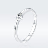 S925 Sterling Silver Simple Elegant Ring White Gold Plated Cubic Zirconia Ring