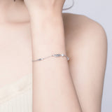 S925 sterling silver zircon white gold-plated feather bracelet