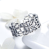 S925 Sterling Silver Vintage Flower Ring Oxidized Ring