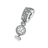 S925 Sterling Silver CZ Cute Fan Dangles Charms Fit Bracelet For Women