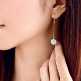 S925 Sterling Silver Earrings Female Temperament Long Fringed Round Full Diamond Earrings