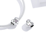 925 Sterling Silver Cute Cat Paw Heart Beads fit DIY Bracelet Precious Jewelry For Women