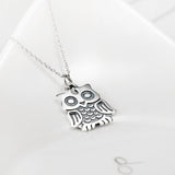 Owl Animal Necklace, 925 Sterling Silver Owl Charm Necklace