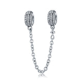  silver Oxidized zirconia simple safety chain charms