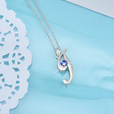 Sterling 925 Silver bezel Gemstone Pendant Necklace  CZ Women I Necklaces