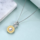 Sunflower Pearl Necklace Sterling Silver Sunflower Pendant Necklace Jewelry Gifts for Women