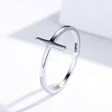S925 Sterling Silver Cross Lettering Ring White Gold Plated Ring