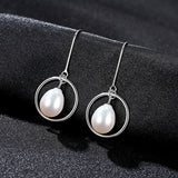 Natural Freshwater Pearl Dangle Earrings 925 Sterling Silver Elegant Pearl Jewelry