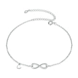 925 Sterling Silver Infinity Anklet Bracelet Fashion Jewelry For Women