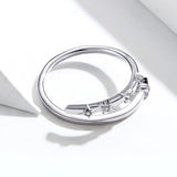 S925 sterling silver geometric star ring white gold plated cubic zirconia ring