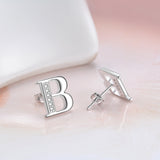 Letter B Cubic Zirconia Earrings Design 925 Sterling Silver Jewelry Earrings