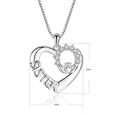 S925 Sterling Silver Creative Love Sister Micro-Inlaid Personality Pendant Necklace Female Jewelry Cross-Border Exclusive
