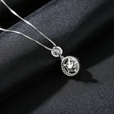 Circle white gold cubic zirconia freshwater pearl pendant  S925 sterling silver  clavicle  jewelry accessories