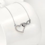 Cubic Zirconia Interlocking Heart Infinity Necklace Silver Necklace
