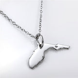 S925 Sterling Silver Florida USA Map Design Necklace